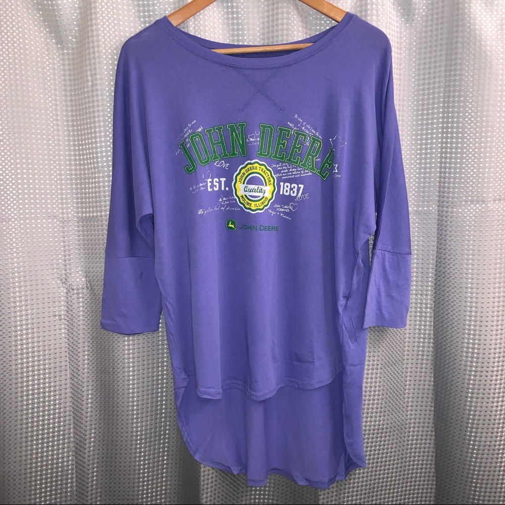 Women's John Deere 1837 Length Batwing 3/4 Sleeve Tee Shirt - Medium